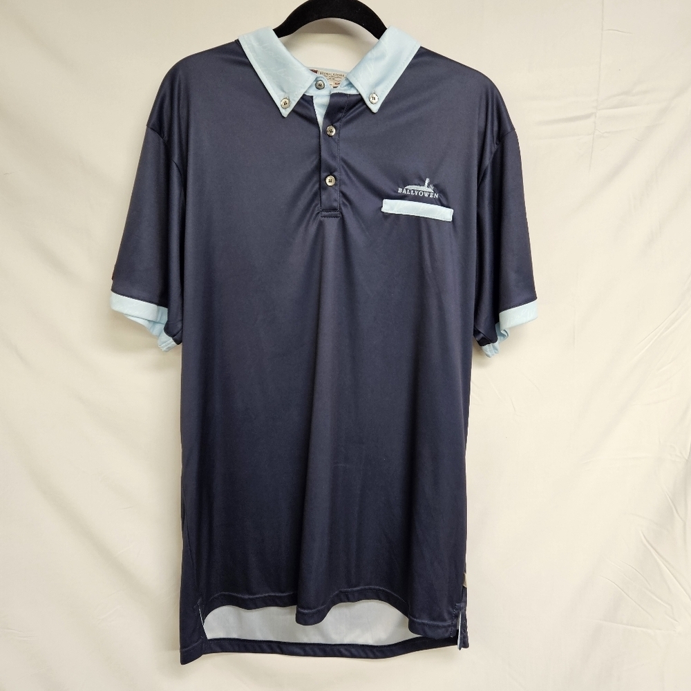 Iliac Golf Polo Shirt Navy Short Sleeve Light Blue Ballyowen Men's Sz XL Stretch